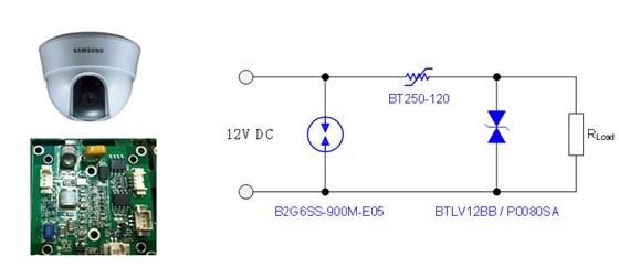 三星安防攝像頭電源保護方案 12VDC：13KV 8/20us
